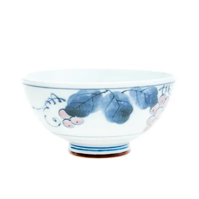 Japanese Indigo Blue Dyed Grape Porcelain Bowl