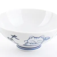 Round Lucky Cat Ceramic Rice Bowl