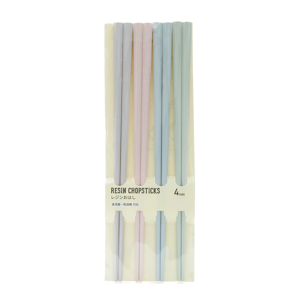 4-pair 23cm Pastel Color Resin Chopsticks - Case of 10