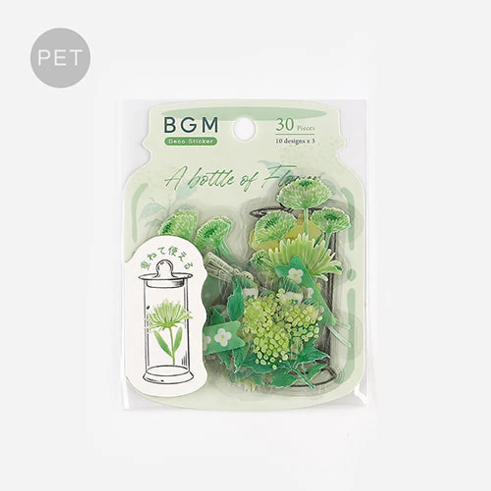 BGM Blooming Flower in a Bottle Sticker Flakes (Light Green)