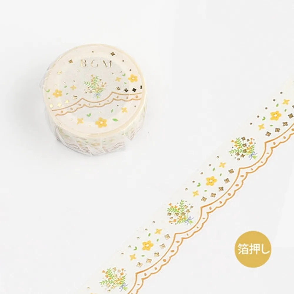 BGM Foil Stamping Lace, Yellow Flower Masking Tape (Multicolour)