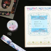 BGM Foil Stamping Lace, Blue Flower Masking Tape (Blue,White)