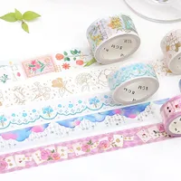 BGM Foil Stamping Lace, Blue Flower Masking Tape (Blue,White)