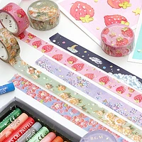 BGM Foil Stamping Masking Tape (Oil Pastel: Moon & Flower)