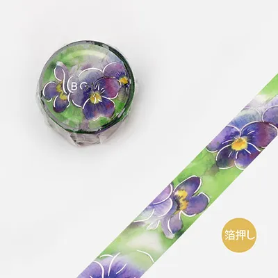 BGM Foil Stamping Masking Tape (Watercolour Flower: Violet)