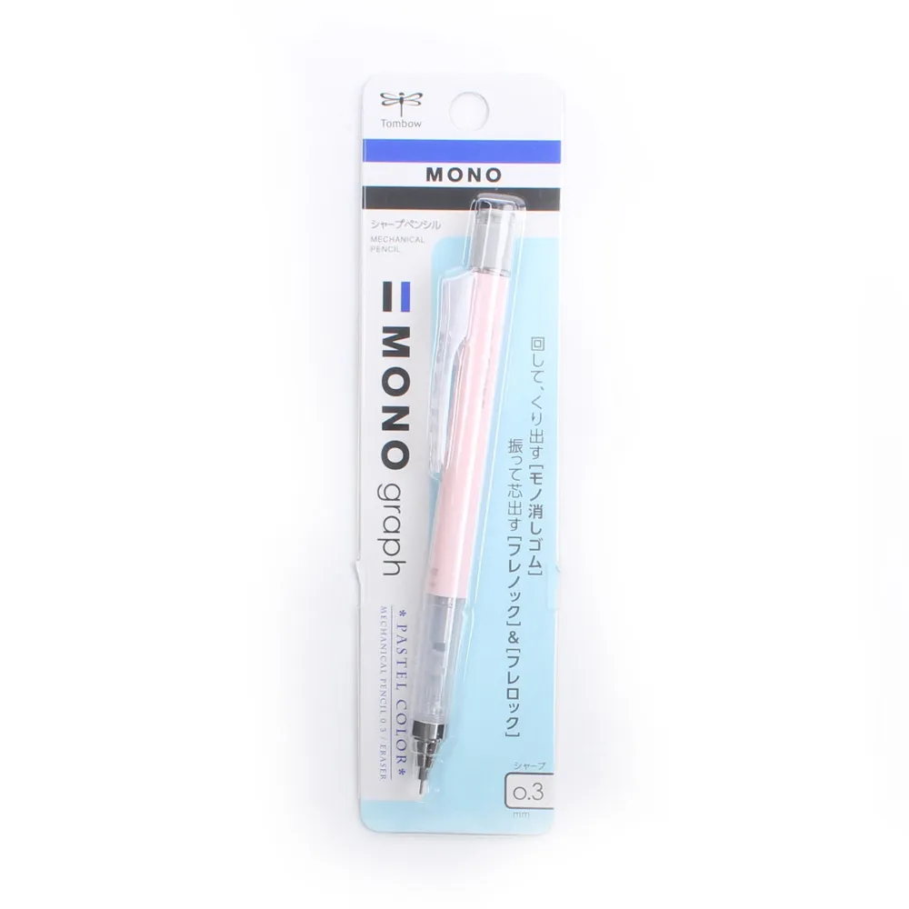 Tombow Mono 0.3mm Shaker Twist Out Eraser Mechanical Pencil - Cream Pink