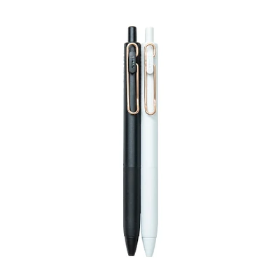 Uni-Ball One Mitsubishi Ballpoint Pen with Rose Gold Clip - White /