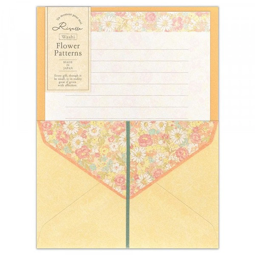 NB Risette Washi Flower Patterns Letter Writing Sets (4 Sets) - Marie