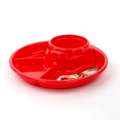 Plate (w/Drink Holder/Chopstick Rest/RD/21x21x4.6cm)