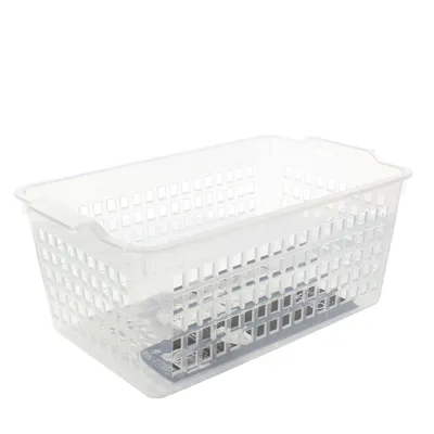 Wide Clear Mesh Rectangular Basket with Handles