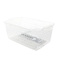 Wide Clear Mesh Rectangular Basket with Handles