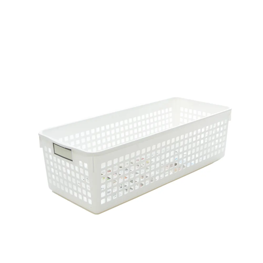 White Long Basket with Label