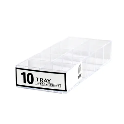 10 Section Clear Storage Tray with Compartments