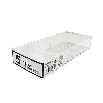 5-Section Clear Storage Tray with Compartments
