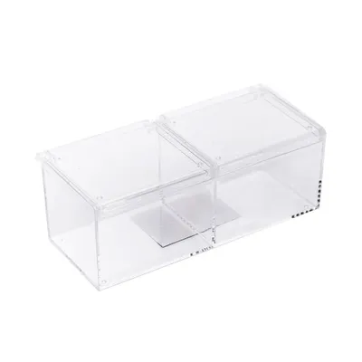 Double Pocket Clear Storage Case with Lid and Compartments - Individual Package