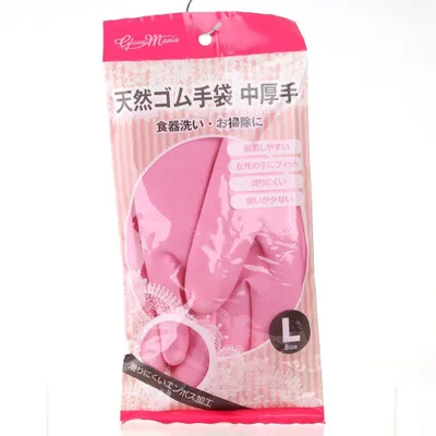 Rubber Gloves -L (Med-Thick/Non-slip/L/Pink/L (1pr))