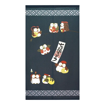 Japanese Style Seven Lucky Owls Noren Curtain