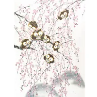 Japanese Style Weeping Cherry Blossom & Seven Owls Noren Curtain