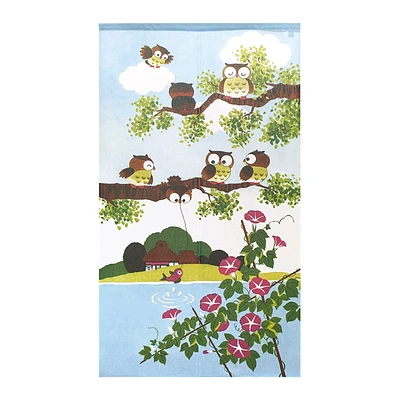 Japanese Style Owls & Summer Landscape Noren Curtain