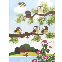 Japanese Style Owls & Summer Landscape Noren Curtain