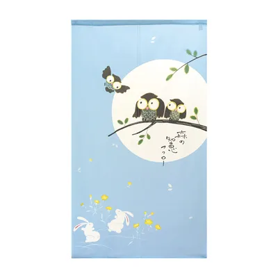 Japanese Style Morino Chie Owls Noren Curtain