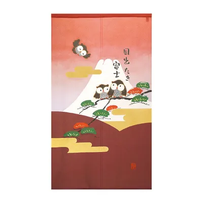 Japanese Style Lucky Fuji, Owls Noren Curtain