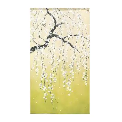 Japanese Style Weeping Cherry Blossom Young Leaves Noren Curtain