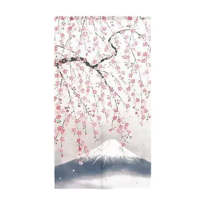 Japanese Style Weeping Cherry Blossom & Fuji Noren Curtain