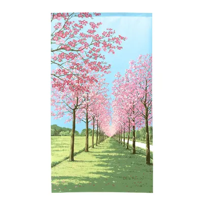 Japanese Style Row of Cherry Blossom Trees Noren Curtain