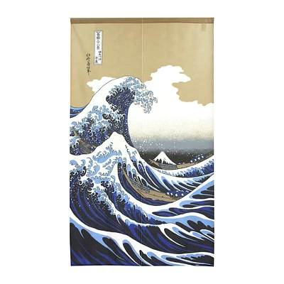 Japanese Style High Resolution Katsuhshika Hokusai: Great Wave off Kanagawa Noren Curtain