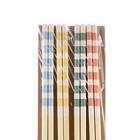 4-pair Long Wooden Chopsticks with Stripes