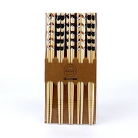 5-pair Cats Bamboo Chopsticks - Case of 10