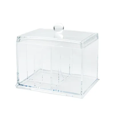 Clear Rectangular Multi-Slots Cosmetic Organizer with Lid