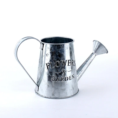 Silver Tin Watering-Can Shaped Planter Pot