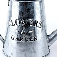 Silver Tin Watering-Can Shaped Planter Pot