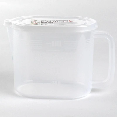 Plastic Liquid Container (Microwavable/Oval/CL/9.7x18x12cm / 1L)