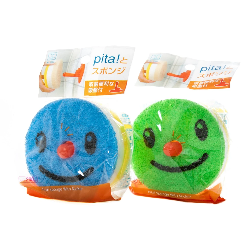 Kokubo Pita Smiley Face Sponge with Sucker - Case of 10