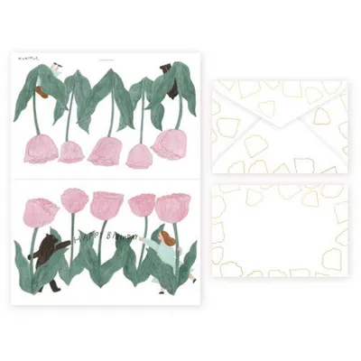 Hyogensha Tulip With Envelope Birthday Greeting Card 27-050