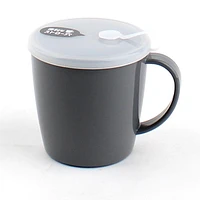 Black Plastic Mug With Lid (300ml)