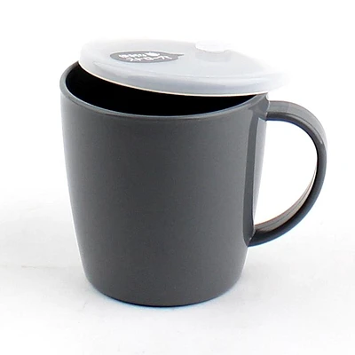 Black Plastic Mug With Lid (300ml)