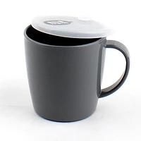 Black Plastic Mug With Lid (300ml)