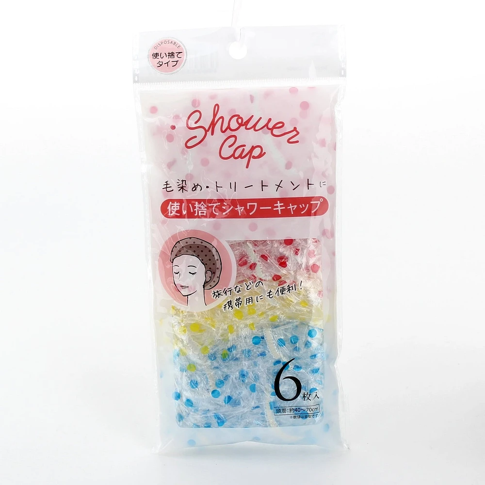 Shower Cap (Disposable/Polka Dots/RD*BL*YL/Free Size)