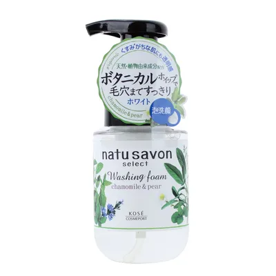 Kose Softymo Natu Savon Face Wash Foaming Pump Bottle (Chamomile & Pear) 180 mL