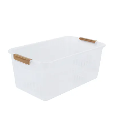 Clear Plastic Storage Basket with Oval Shape Handle