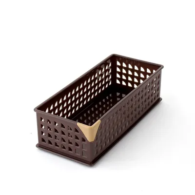 Brown Mesh Storage Bin Basket (24x10.5x7cm)