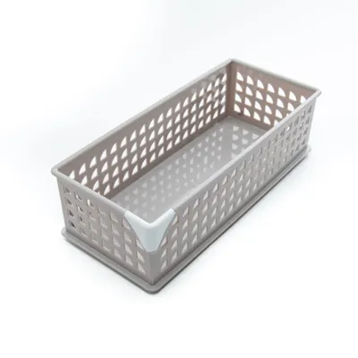Grey Slim Stackable Storage Basket