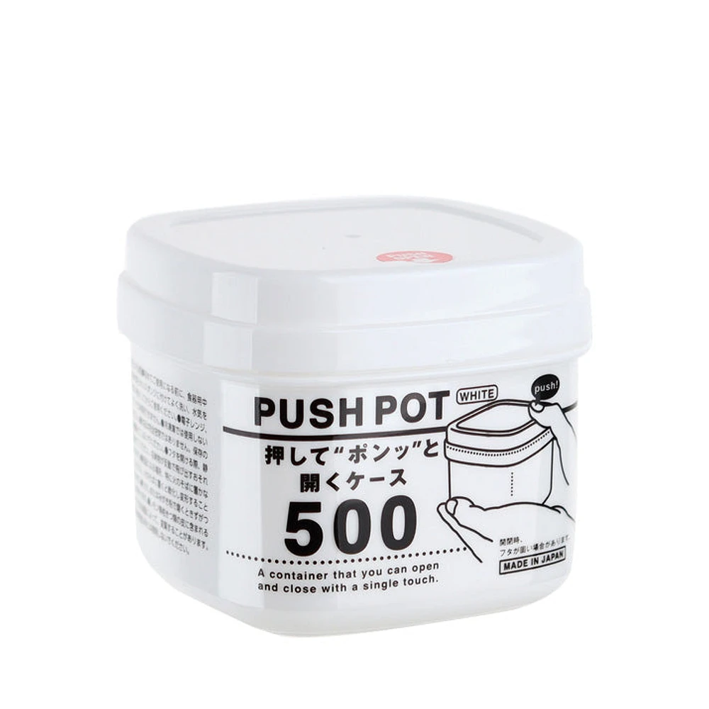 White Push-Open Plastic Container - 500mL