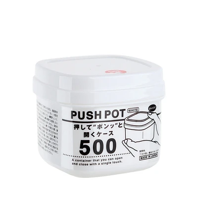 White Push-Open Plastic Container - 500mL