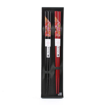 2-pair 22.5cm Washi Paper & Heian Die-Cut Wooden Chopsticks