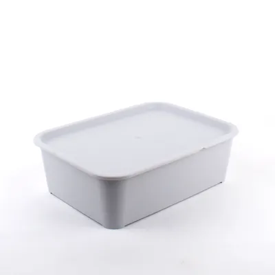 Storage Box with Lid (M Shape/LT GR/26x19x7.9cm) - Individual Package